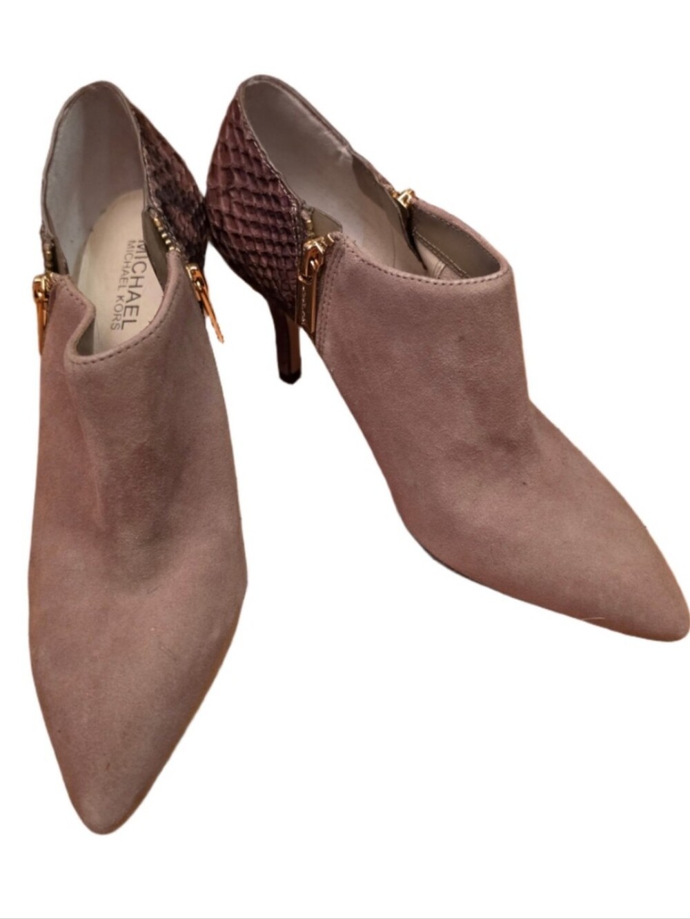 Michael Kors Taupe Snakeskin Pointed Toe Stiletto Ankle Booties 7M